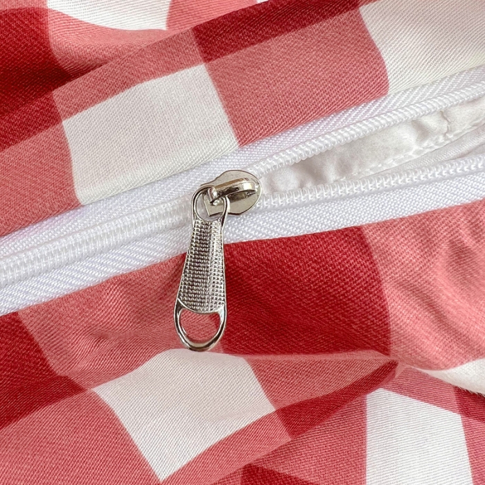 91家纺网 家纺一手货源 找家纺 昔可 2022新款开学季全棉卡通印花学生三件套 苏格兰红格