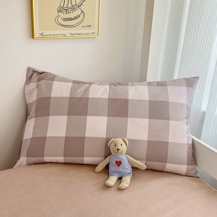 91家纺网 家纺一手货源 找家纺 昔可 2022新款开学季全棉卡通印花学生三件套 香雾粉格