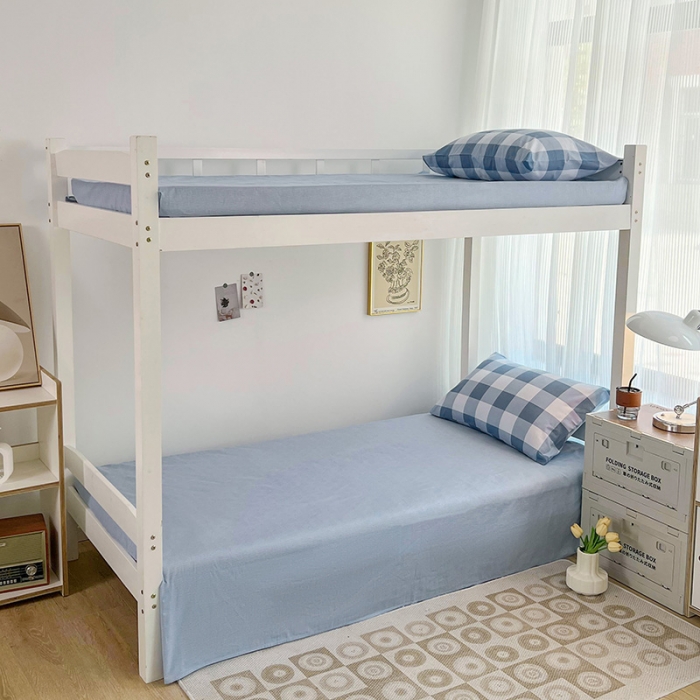 91家纺网 家纺一手货源 找家纺 昔可 2022新款开学季全棉卡通印花学生三件套 云雾蓝格