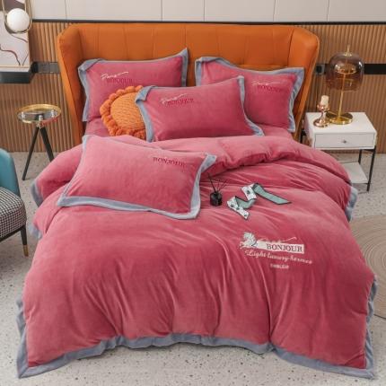 91家纺网 家纺一手货源 找家纺 （总）优姿家纺 2022新款拼角10斤牛奶绒四件套