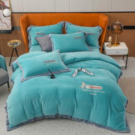 91家纺网 家纺一手货源 找家纺 （总）优姿家纺 2022新款拼角10斤牛奶绒四件套