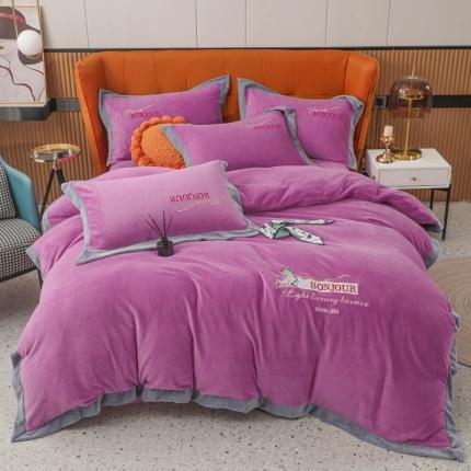 91家纺网 家纺一手货源 找家纺 （总）优姿家纺 2022新款拼角10斤牛奶绒四件套