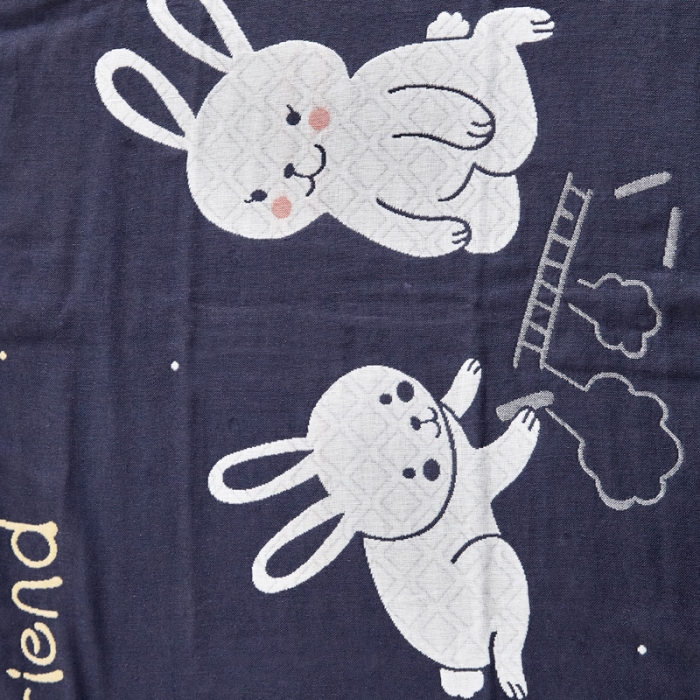 91家纺网 家纺一手货源 找家纺 朴尔2022新款朴尔纯色全棉三层定位枕巾（一对装） 乖乖小兔墨兰