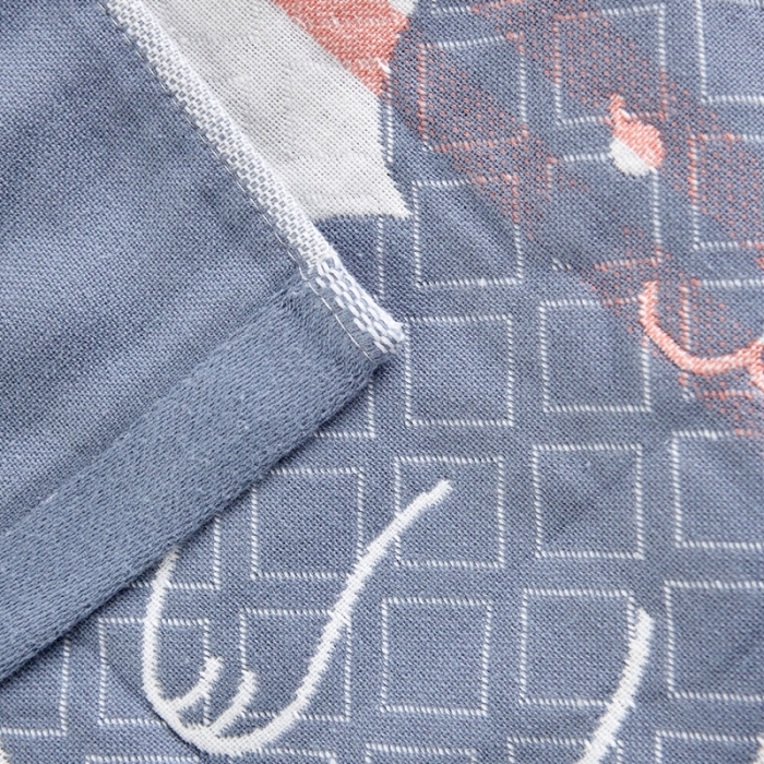 91家纺网 家纺一手货源 找家纺 朴尔2022新款朴尔纯色全棉三层定位枕巾（一对装） 乖乖小兔浅蓝