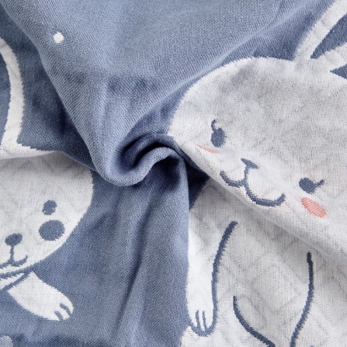 91家纺网 家纺一手货源 找家纺 朴尔2022新款朴尔纯色全棉三层定位枕巾（一对装） 乖乖小兔浅蓝