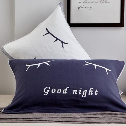 朴尔2022新款朴尔纯色全棉三层定位枕巾（一对装） 睡眼墨兰