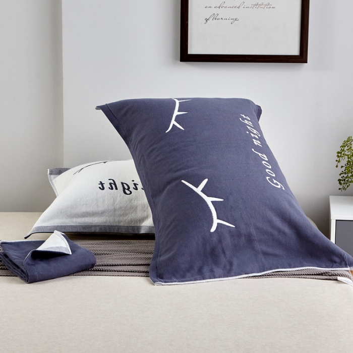 91家纺网 家纺一手货源 找家纺 朴尔2022新款朴尔纯色全棉三层定位枕巾（一对装） 睡眼墨兰