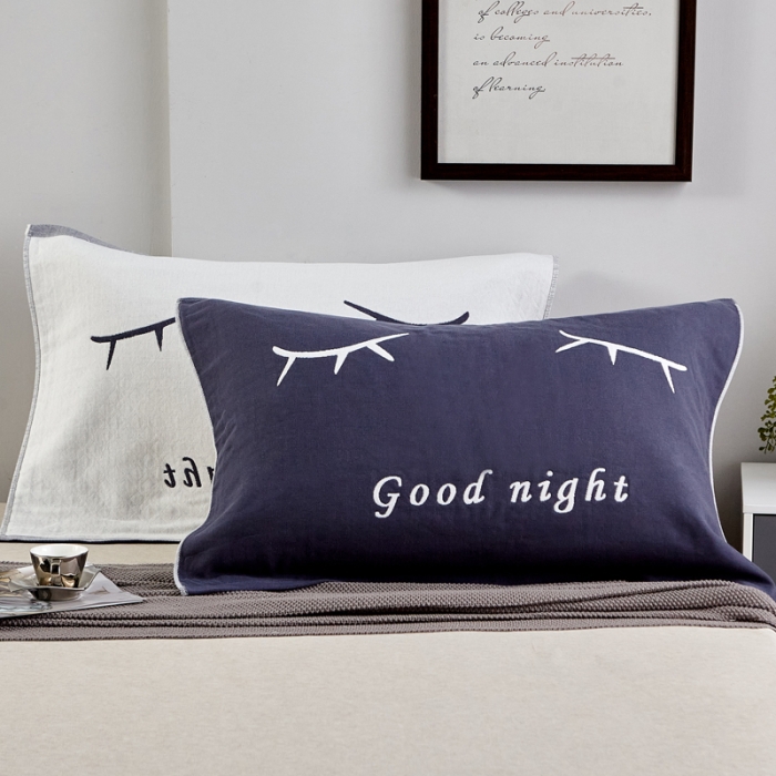 91家纺网 家纺一手货源 找家纺 朴尔2022新款朴尔纯色全棉三层定位枕巾（一对装） 睡眼墨兰