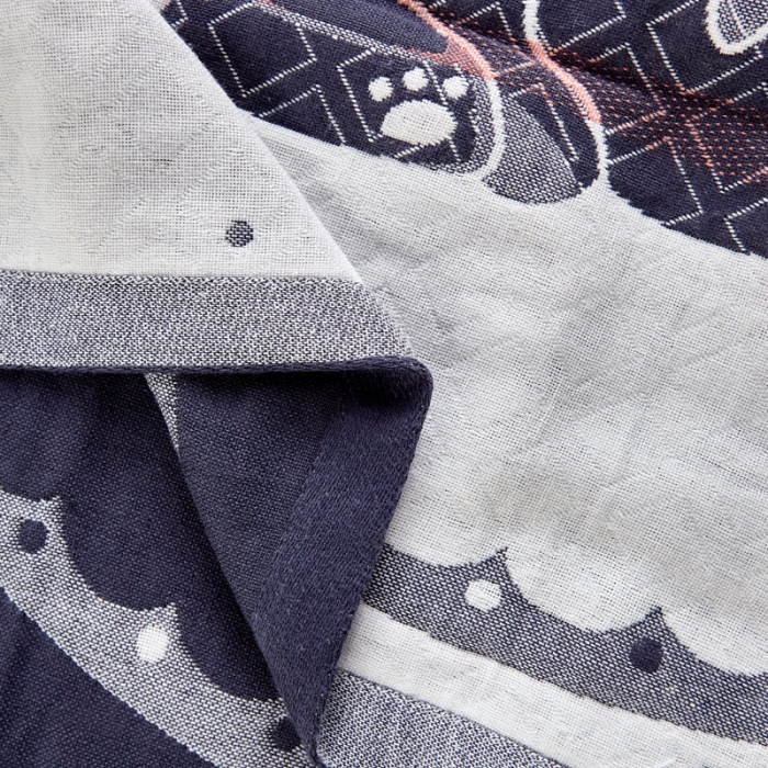 91家纺网 家纺一手货源 找家纺 朴尔2022新款朴尔纯色全棉三层定位枕巾（一对装） 幸运小猫墨兰