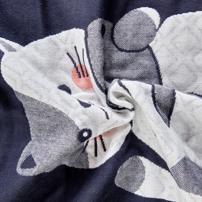 91家纺网 家纺一手货源 找家纺 朴尔2022新款朴尔纯色全棉三层定位枕巾（一对装） 幸运小猫墨兰