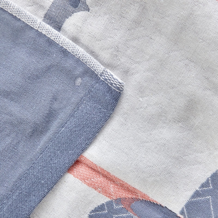 91家纺网 家纺一手货源 找家纺 朴尔2022新款朴尔纯色全棉三层定位枕巾（一对装） 幸运小猫浅蓝