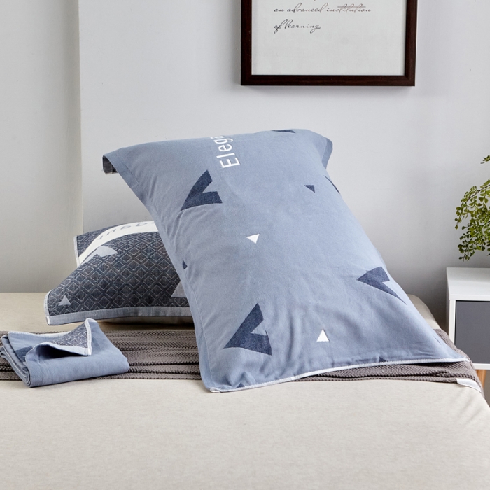 91家纺网 家纺一手货源 找家纺 朴尔2022新款朴尔纯色全棉三层定位枕巾（一对装） 优雅三角