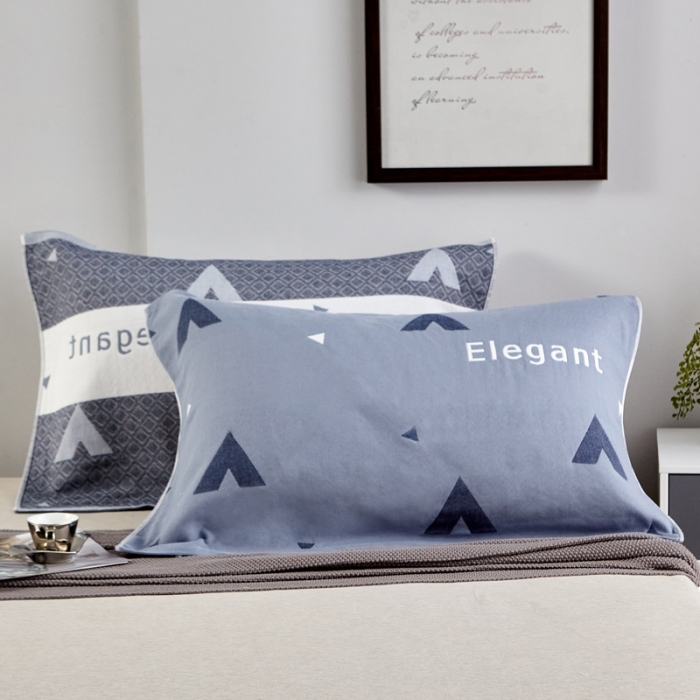 91家纺网 家纺一手货源 找家纺 朴尔2022新款朴尔纯色全棉三层定位枕巾（一对装） 优雅三角