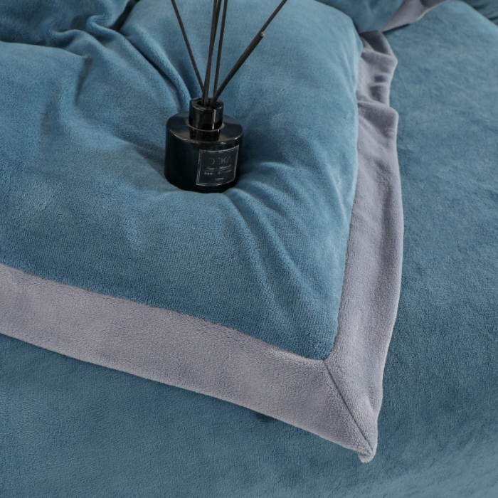 91家纺网 家纺一手货源 找家纺 优姿家纺 2022新款拼角10斤牛奶绒四件套 暗香-宝石蓝