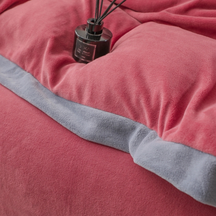 91家纺网 家纺一手货源 找家纺 优姿家纺 2022新款拼角10斤牛奶绒四件套 暗香-豆沙