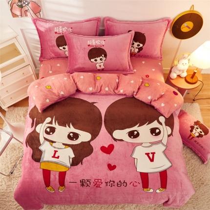 91家纺网 家纺一手货源 找家纺 2024新款卡通法莱绒牛奶绒珊瑚绒四件套升级版青春日记升级款