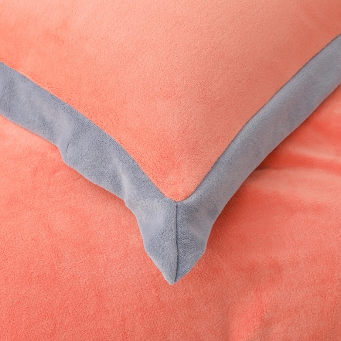 91家纺网 家纺一手货源 找家纺 优姿家纺 2022新款拼角10斤牛奶绒四件套 暗香-香妃桔