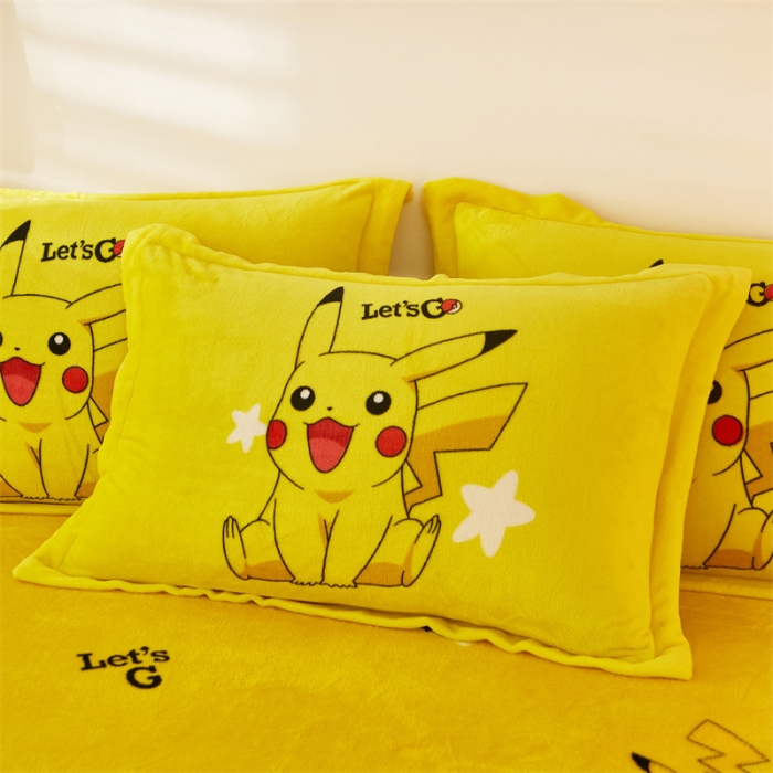 91家纺网 家纺一手货源 找家纺 2024新款卡通法莱绒牛奶绒珊瑚绒四件套升级版星星皮卡升级款