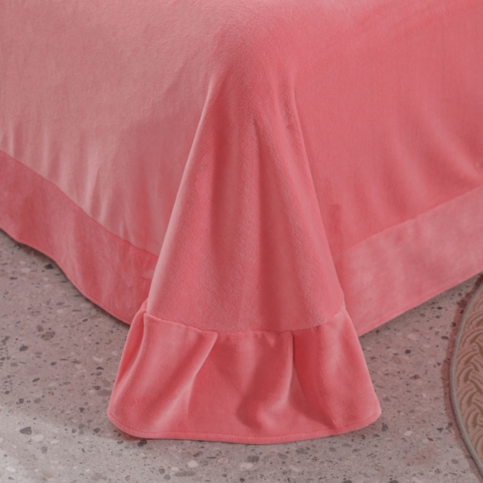 91家纺网 家纺一手货源 找家纺 优姿家纺 2022新款拼角10斤牛奶绒四件套 相约时尚-少女粉