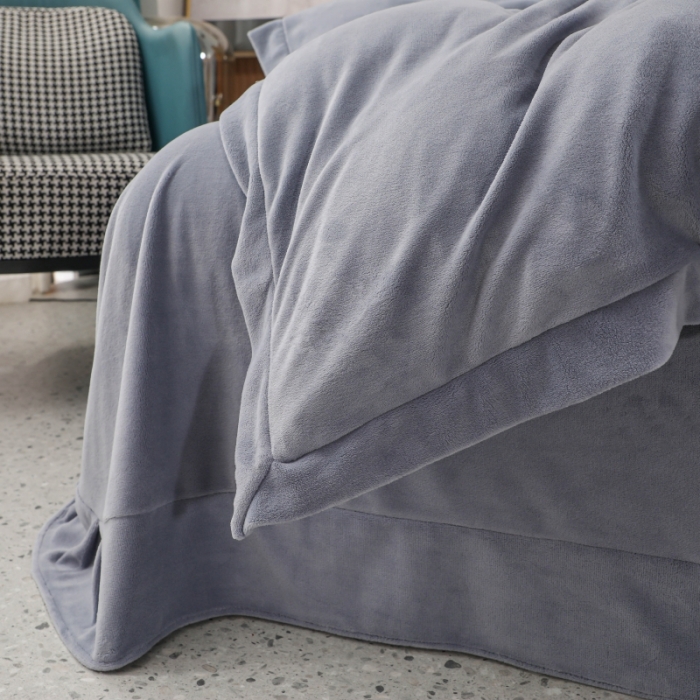 91家纺网 家纺一手货源 找家纺 优姿家纺 2022新款拼角10斤牛奶绒四件套 相约时尚-太空灰