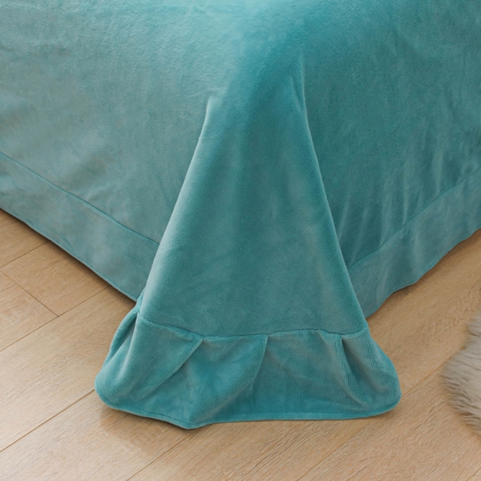 91家纺网 家纺一手货源 找家纺 优姿家纺 2022新款宽边10斤牛奶绒四件套 爱情密码-孔雀蓝