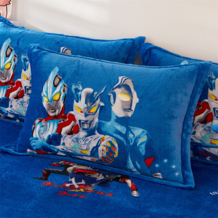 91家纺网 家纺一手货源 找家纺 2024新款卡通法莱绒牛奶绒珊瑚绒四件套升级版宇宙英雄升级款