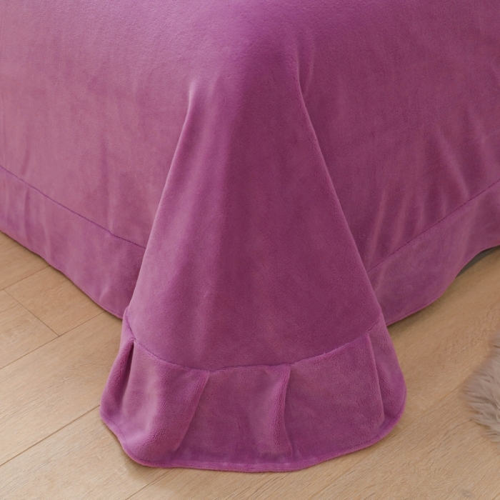 91家纺网 家纺一手货源 找家纺 优姿家纺 2022新款宽边10斤牛奶绒四件套 蝶舞花开-千代紫