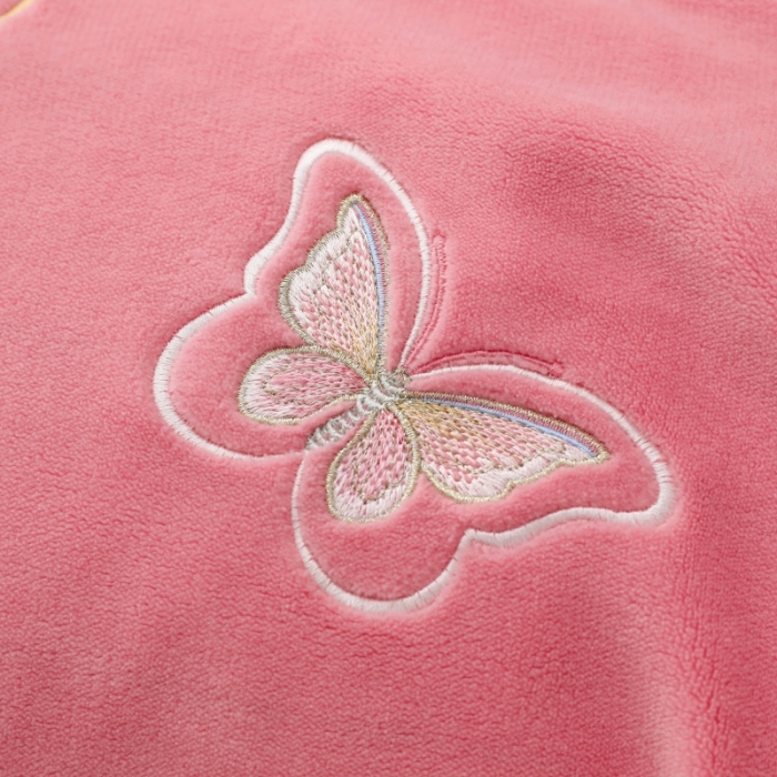 91家纺网 家纺一手货源 找家纺 优姿家纺 2022新款宽边10斤牛奶绒四件套 蝶舞花开-少女粉