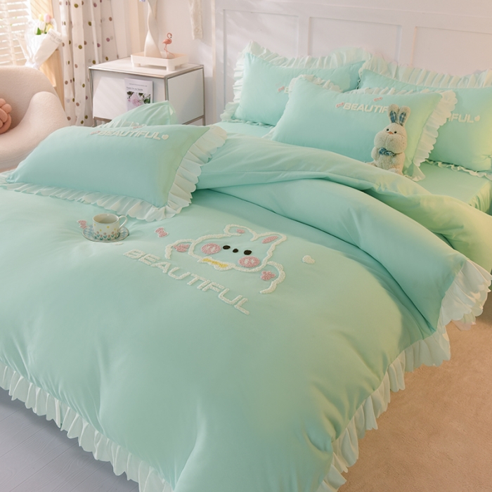 91家纺网 家纺一手货源 找家纺 （总）梦之岛2022韩版宝贝兔系列毛巾绣四件套