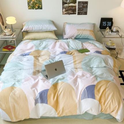 91家纺网 家纺一手货源 找家纺 昔可家纺 2022新款简约几何北欧风全棉四件套 巴黎美学