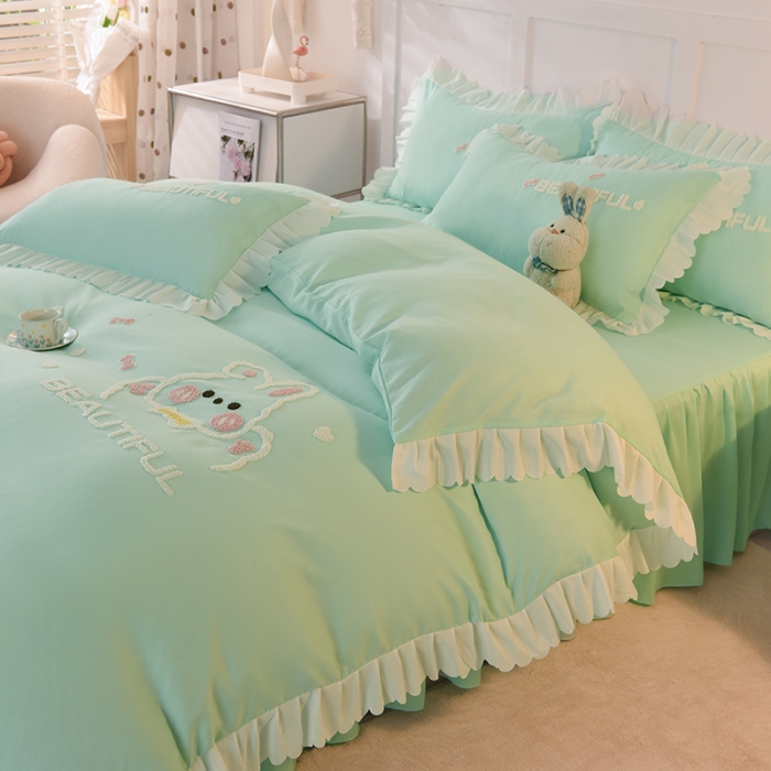 91家纺网 家纺一手货源 找家纺 （总）梦之岛2022韩版宝贝兔系列毛巾绣四件套