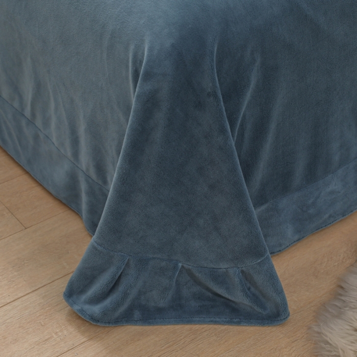 91家纺网 家纺一手货源 找家纺 优姿家纺 2022新款宽边10斤牛奶绒四件套 荷塘月色-宝石蓝