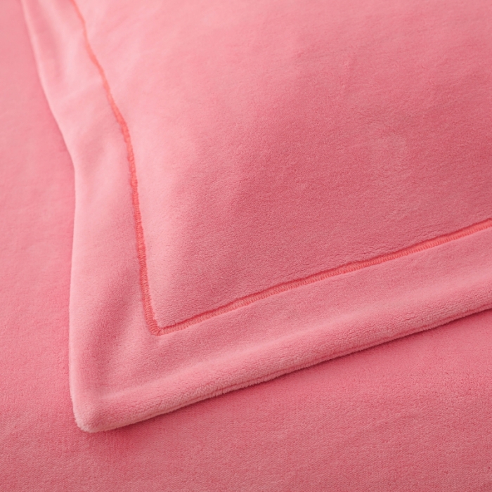 91家纺网 家纺一手货源 找家纺 优姿家纺 2022新款宽边10斤牛奶绒四件套 荷塘月色-少女粉