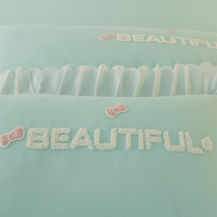 91家纺网 家纺一手货源 找家纺 梦之岛2022韩版宝贝兔系列毛巾绣四件套 宝贝兔-绿