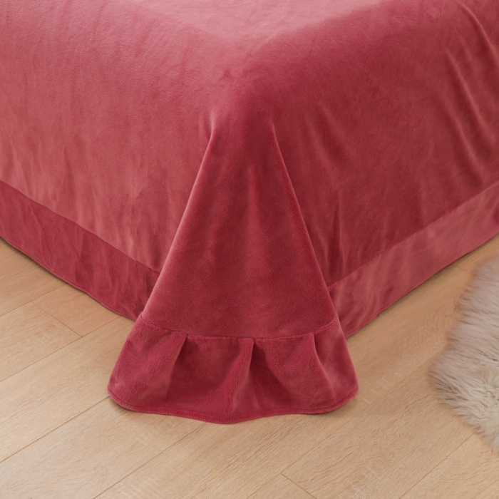 91家纺网 家纺一手货源 找家纺 优姿家纺 2022新款宽边10斤牛奶绒四件套 紫色花语-豆沙