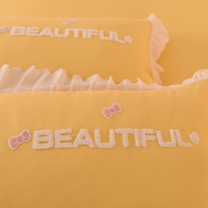 91家纺网 家纺一手货源 找家纺 梦之岛2022韩版宝贝兔系列毛巾绣四件套 宝贝兔-浅黄