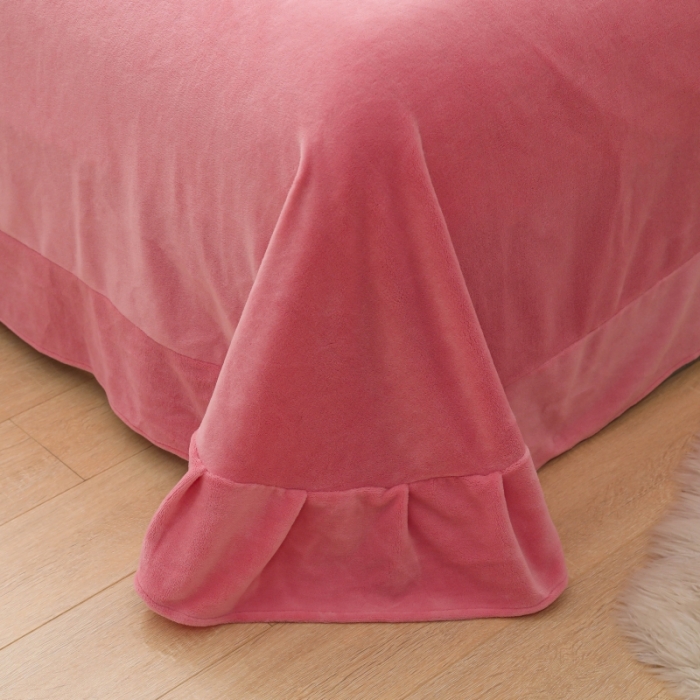 91家纺网 家纺一手货源 找家纺 优姿家纺 2022新款宽边10斤牛奶绒四件套 紫色花语-少女粉