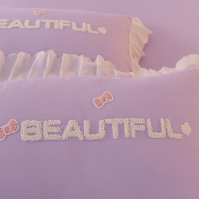 91家纺网 家纺一手货源 找家纺 梦之岛2022韩版宝贝兔系列毛巾绣四件套 宝贝兔-紫