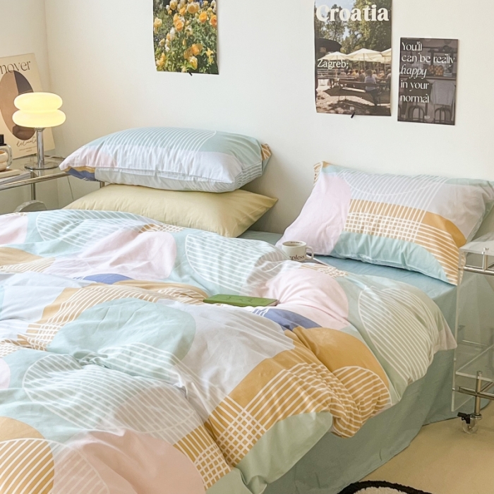 91家纺网 家纺一手货源 找家纺 （总）昔可家纺 2022新款简约几何北欧风全棉四件套