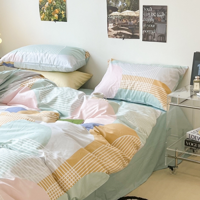 91家纺网 家纺一手货源 找家纺 （总）昔可家纺 2022新款简约几何北欧风全棉四件套