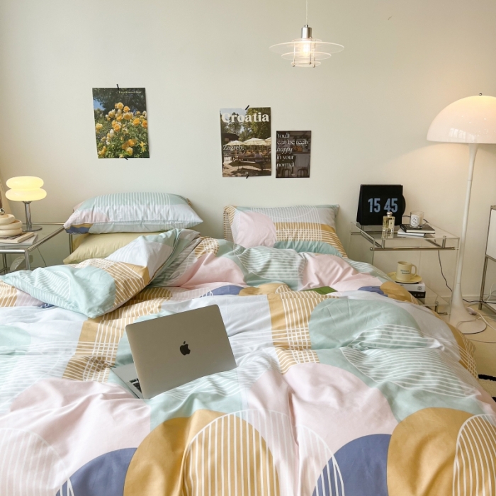 91家纺网 家纺一手货源 找家纺 （总）昔可家纺 2022新款简约几何北欧风全棉四件套