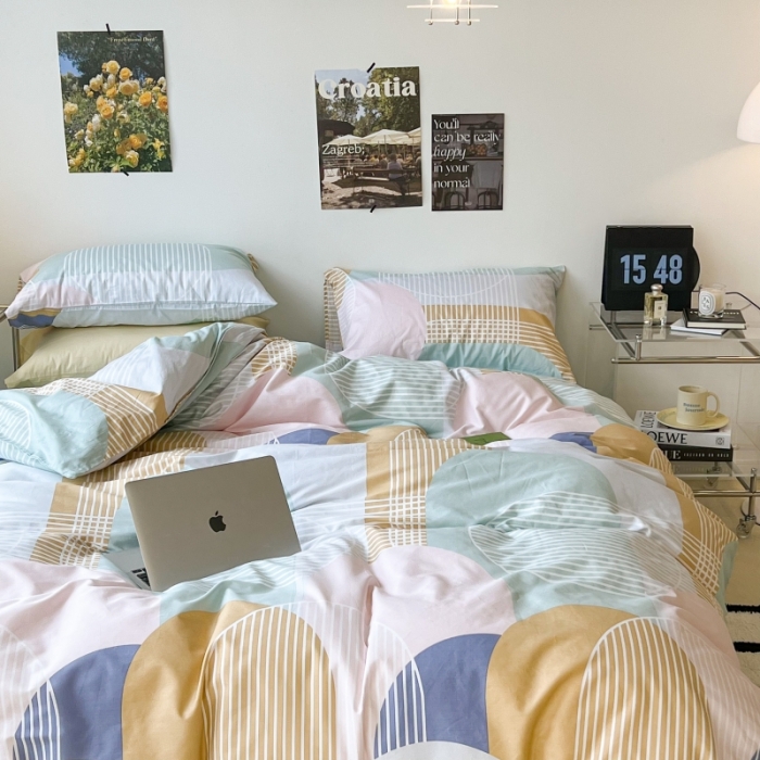 91家纺网 家纺一手货源 找家纺 （总）昔可家纺 2022新款简约几何北欧风全棉四件套