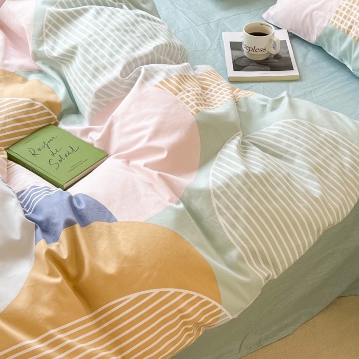 91家纺网 家纺一手货源 找家纺 昔可家纺 2022新款简约几何北欧风全棉四件套 巴黎美学