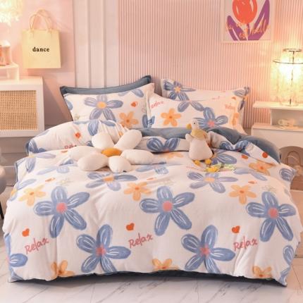 91家纺网 家纺一手货源 找家纺 （总）梦之岛2022新款印花牛奶绒四件套