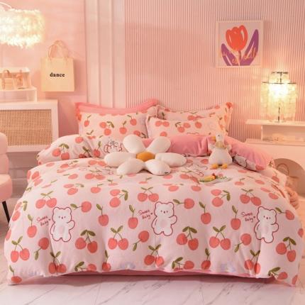 91家纺网 家纺一手货源 找家纺 （总）梦之岛2022新款印花牛奶绒四件套