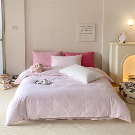 91家纺网 家纺一手货源 找家纺 棉眠2022新款40支纯棉夏日pinkpower系列四件套 浅粉