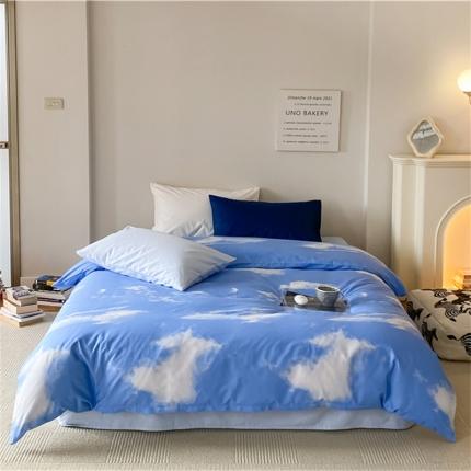 91家纺网 家纺一手货源 找家纺 棉眠2022新40支纯棉夏日pinkpower系列四件套晴空