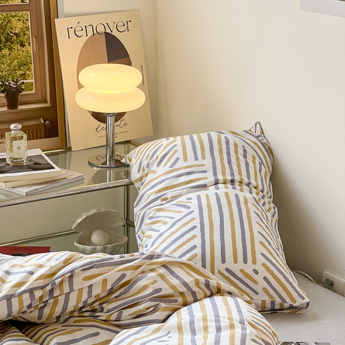 91家纺网 家纺一手货源 找家纺 昔可家纺 2022新款简约几何北欧风全棉四件套 几何线条