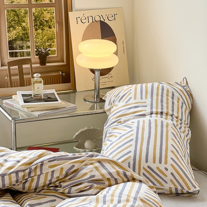 91家纺网 家纺一手货源 找家纺 昔可家纺 2022新款简约几何北欧风全棉四件套 几何线条