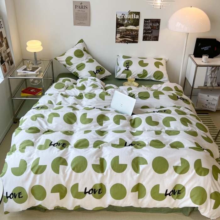 91家纺网 家纺一手货源 找家纺 昔可家纺 2022新款简约几何北欧风全棉四件套 日光岛屿